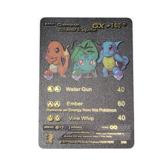 New Black Foil Charmander, Bulbasaur & Squirtle GX Black  Pokémon Card - Picture 1 of 2